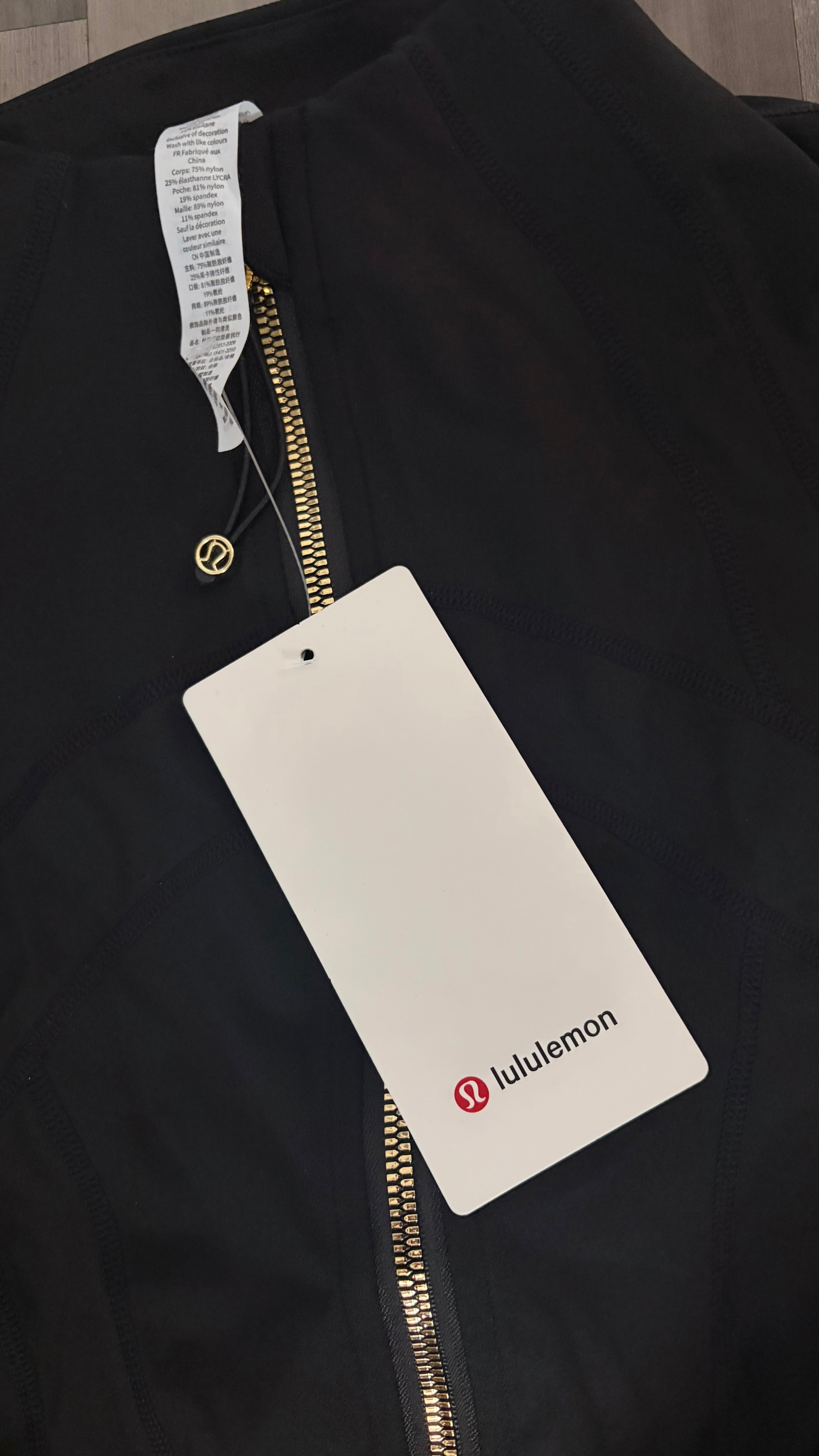 Black w Gold Zipper Lululemon Define Jacket & Shorts Set(Size 2)